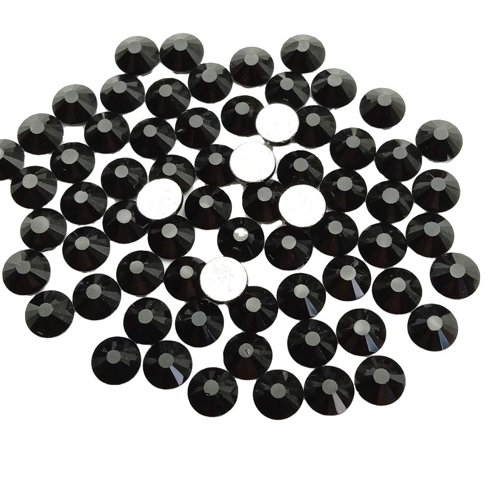 Glass Crystal Flatback Rhinestones for Nail Art and Craft, Round Stone Gems Sparkly Diamond (SS10 2880pcs, Black)