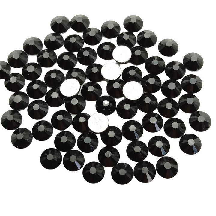 Glass Crystal Flatback Rhinestones for Nail Art and Craft, Round Stone Gems Sparkly Diamond (SS10 2880pcs, Black)