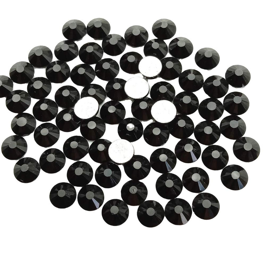 Glass Crystal Flatback Rhinestones for Nail Art and Craft, Round Stone Gems Sparkly Diamond (SS10 2880pcs, Black)