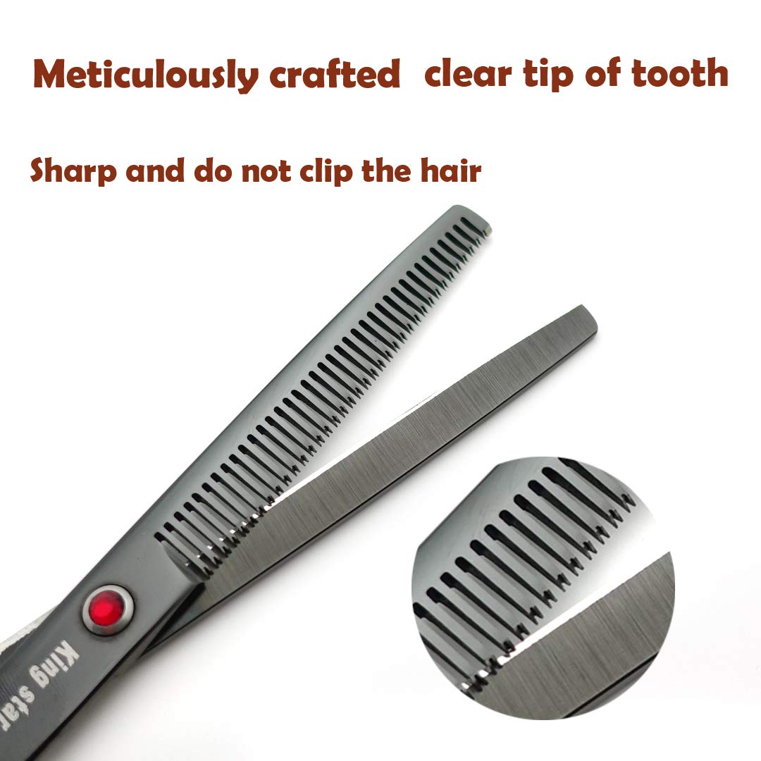 7.0in Titanium Black Professional Pet Grooming Scissors Set,Straight &amp; Thinning &amp; Curved Scissors 4pcs Set for Dog Grooming,(Black)