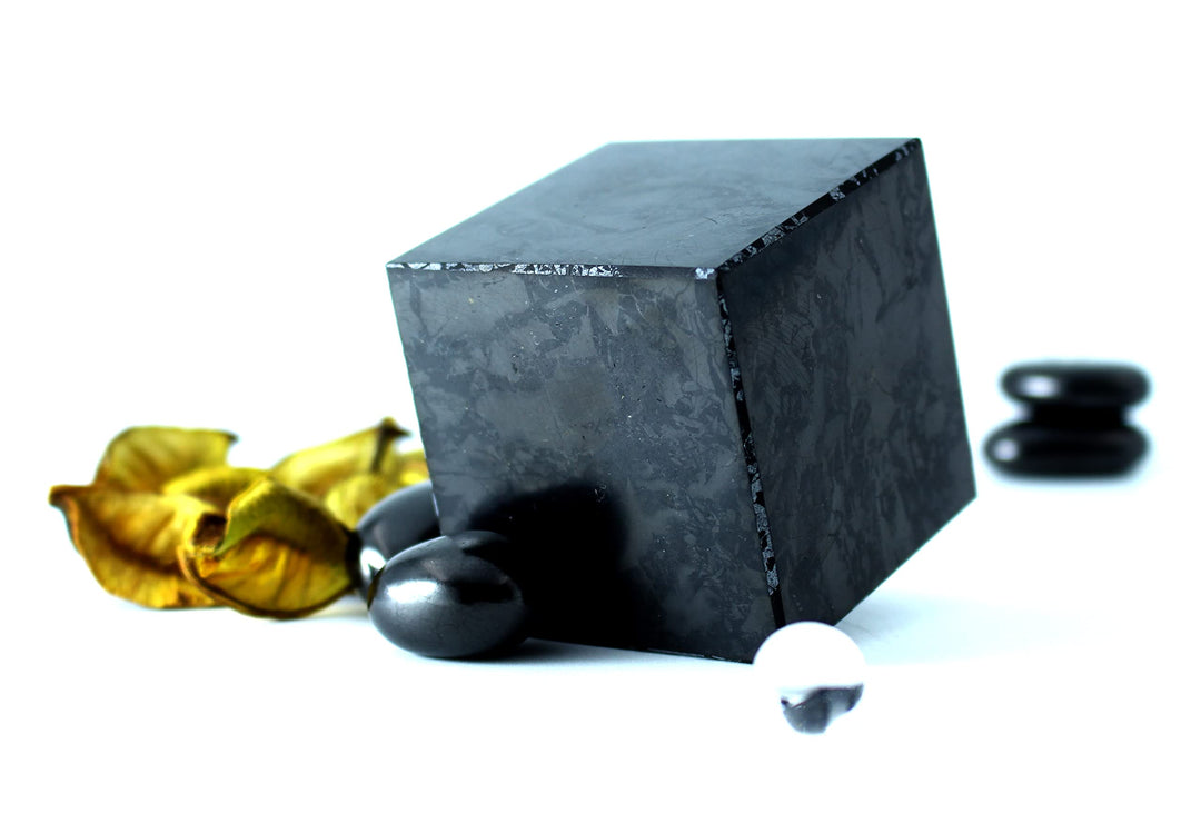 Heka Naturals Polished Shungite Black Crystal Cube | 2 