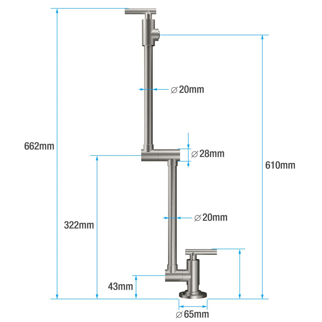 Pot Filler Faucet, Wall Mount Solid Brass Brushed Nickel Double Joint Swing Arm Folding Kitchen Faucets with Single Hole, 2 Handles