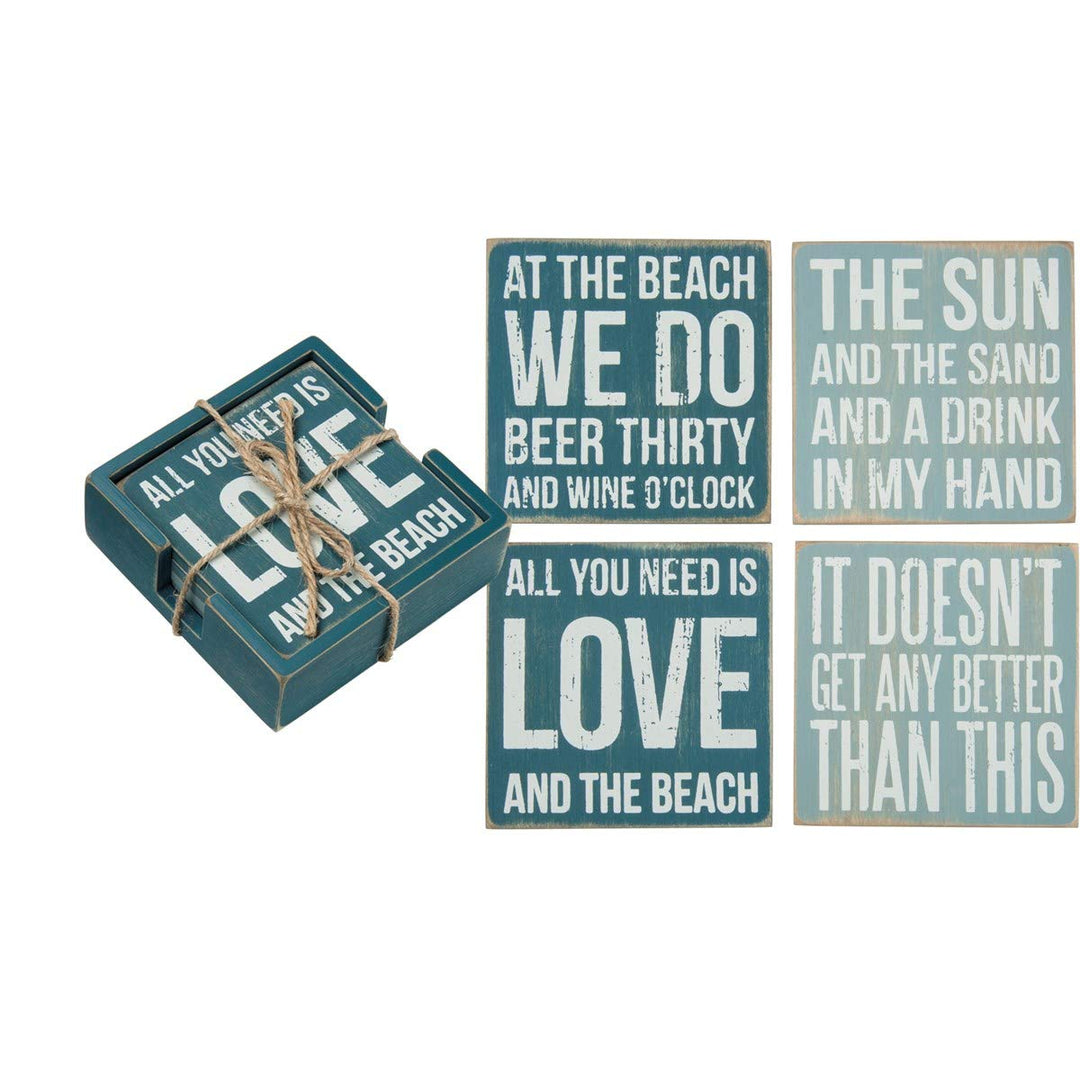 Primitives By Kathy Square Drink Coaster Set, 4, Beach