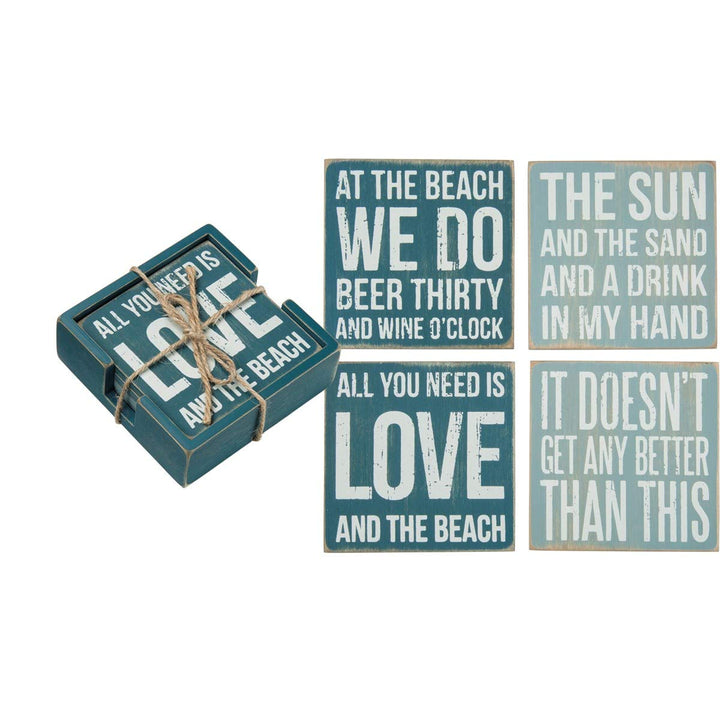 Primitives By Kathy Square Drink Coaster Set, 4, Beach