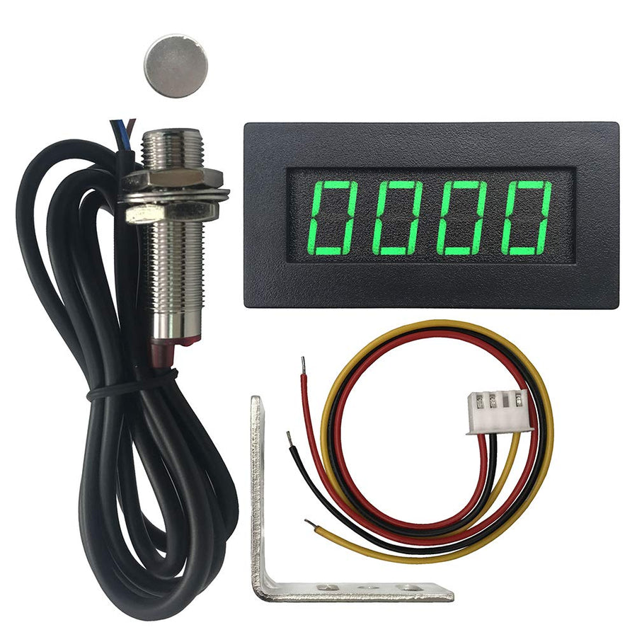 DIGITEN 4 Digital Green LED Tachometer RPM Speed Meter 