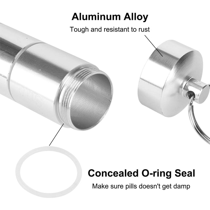 Rely2016 Weekly Pill Fob, Aluminum Alloy Waterproof Pil