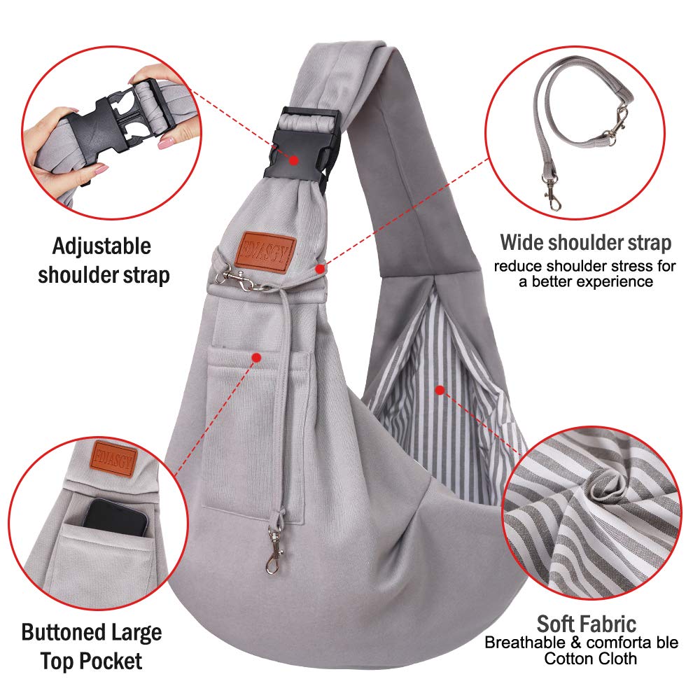 Small Dog Sling Cat Carrier Adjustable Strap Hands Free Reversible Pet Puppy Travel Bag Backpack for Outdoor Travel
