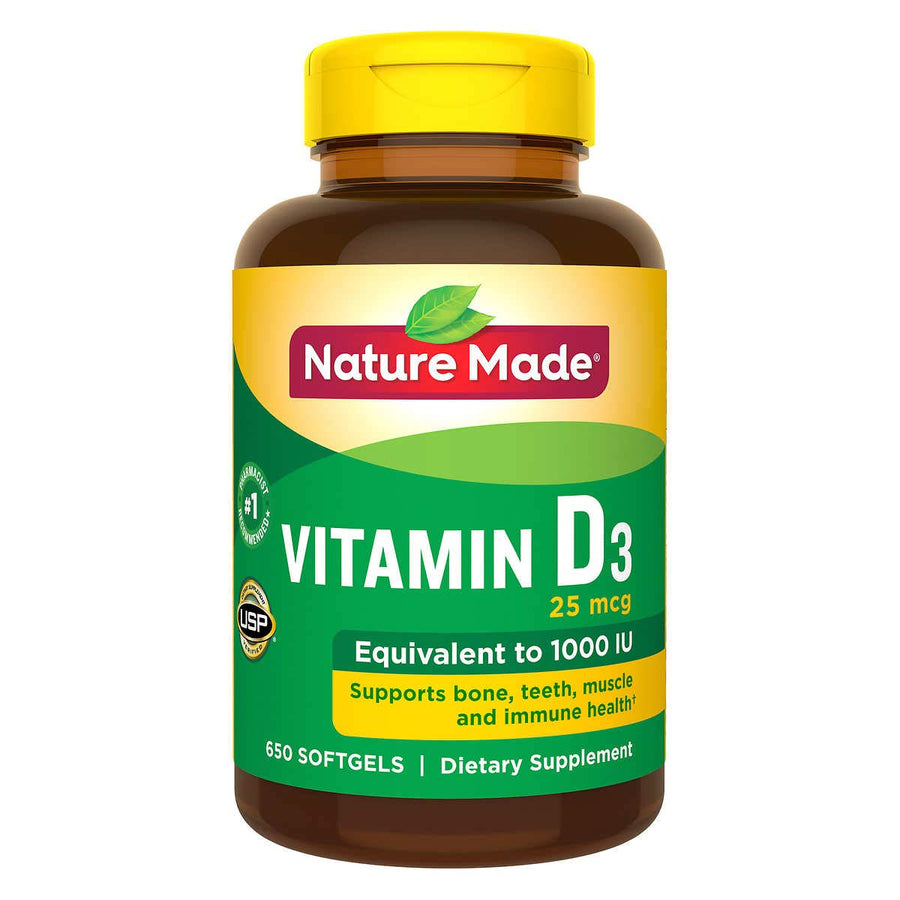 Vitamin D3 25 mcg., 650 Softgels