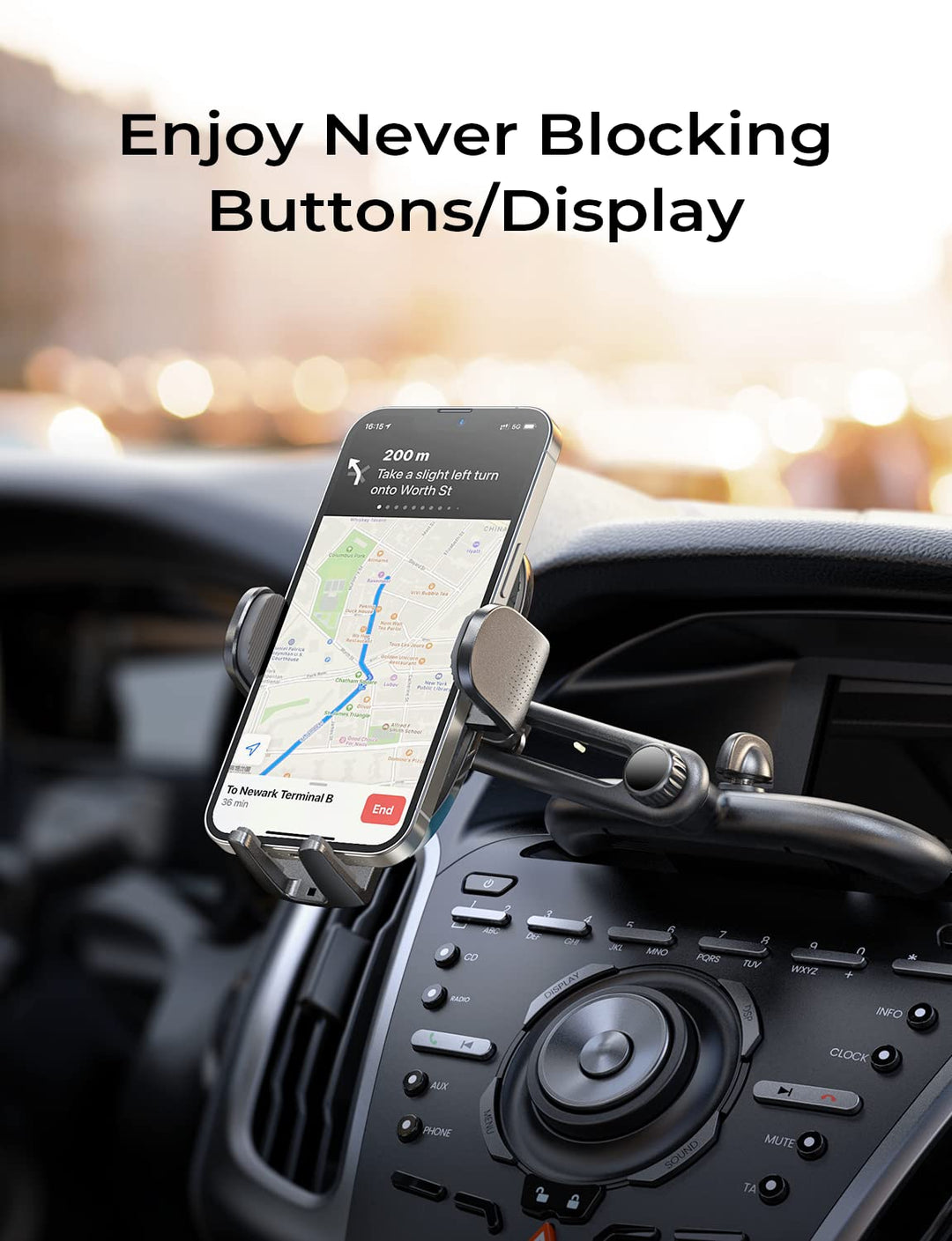 CD Slot Phone Mount for Car, Adjustable CD Phone Holder for Car Phone Mount for iPhone Car Holder Mount Ultra Sturdy Vent Cell Phone Holder Mount for iPhone 16 Pro Max Plus Accessories,Black