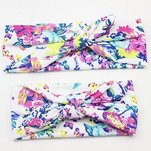 2 Pcs/set Mom And Baby Kids Elastic Cloth Bowknot Headband Boho Turban Headband Top Knotted Rabbit Ears Elastic Bowknot Matching Headband (pink)