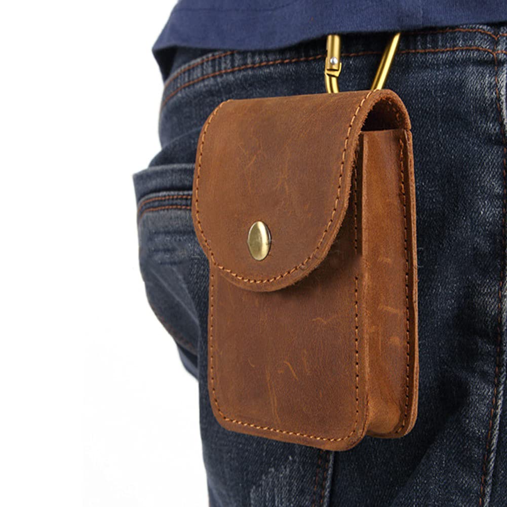Genuine Leather Playing Card Case, Single Deck Playing Card Box,Leather Pouch Multipurpose with Belt Clip for Carrying Cards Small Tools Storage