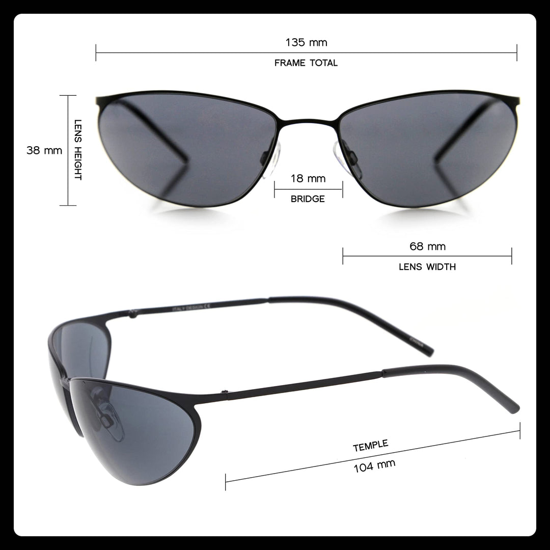Neo Trinity Metal Wire Frame Glasses, Futuristic Sci-Fi Movie Inspired Sunglasses for Men and Women (Black)