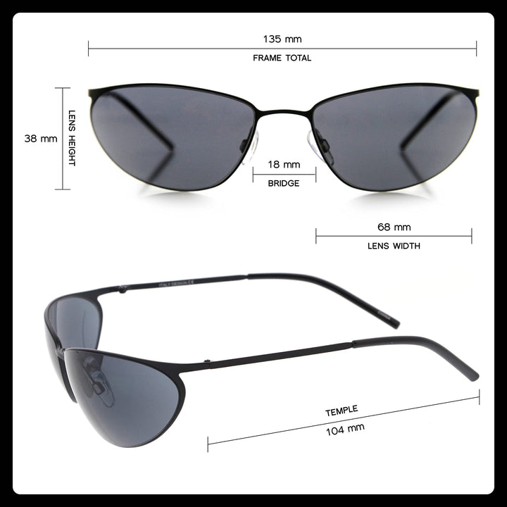 Neo Trinity Metal Wire Frame Glasses, Futuristic Sci-Fi Movie Inspired Sunglasses for Men and Women (Black)