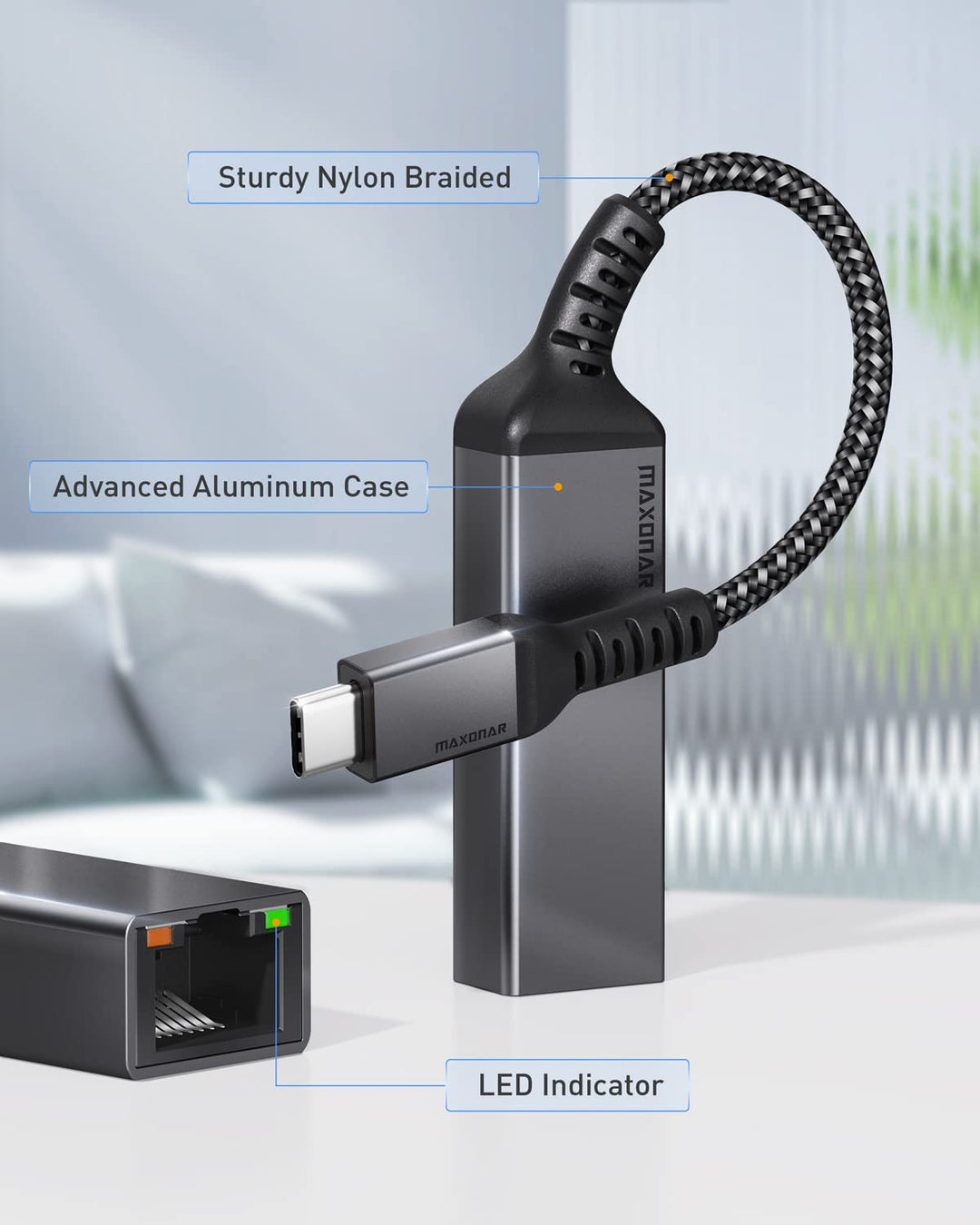 USB C to Ethernet Adapter, USB C to RJ45 Thunderbolt 3/4 Type C to Ethernet LAN Network Adapter Compatible with iPad Air 2022, iPad Pro, iMac, MacBook Air Pro (M1/M2), Dell XPS and More