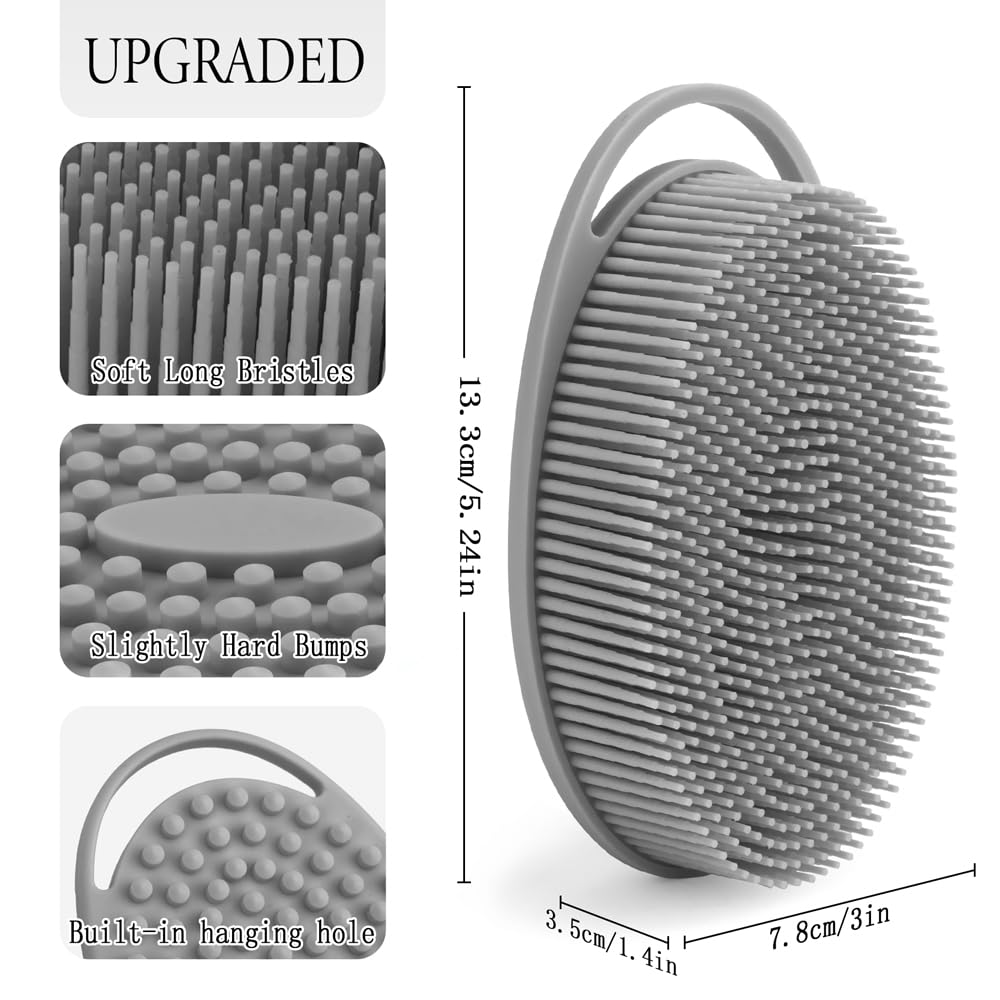 3 Pack Silicone Body Scrubber, Exfoliating Body Scrubber, Soft Silicone Loofah for Women Men, Body Scrubber Fit for Sensitive and All Kinds of Skin, Clean and Sanitary Rapid Foaming