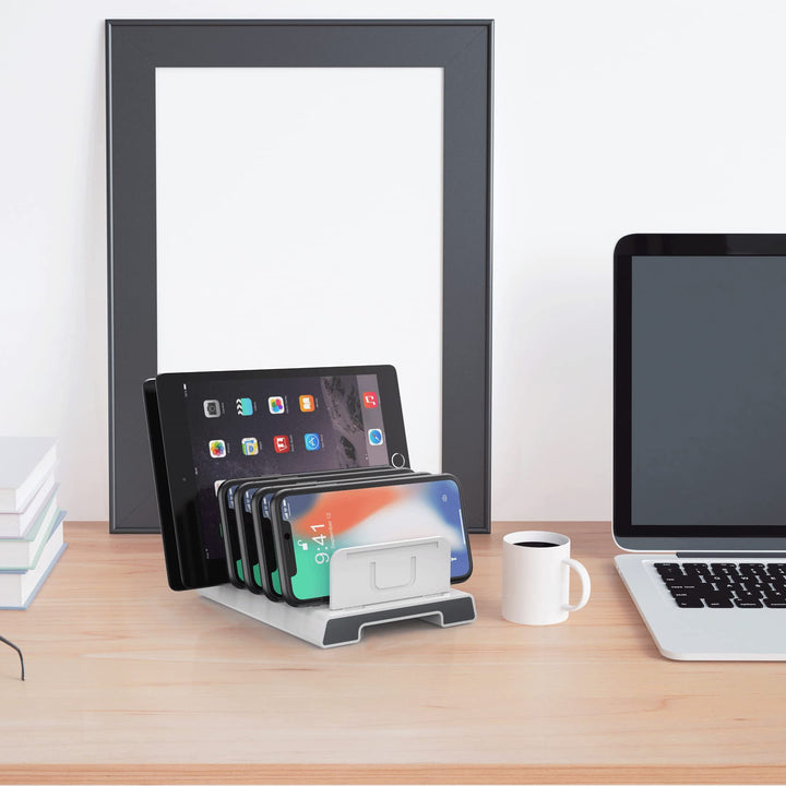 Adjustable Universal Multi Device Organizer Dock Stand Holder Compatible for iPhone, iPad, Kindle, Fire Tablet, Samsung Galaxy, Google Nexus, Pixel, All Electronic Devices-No Charging Port