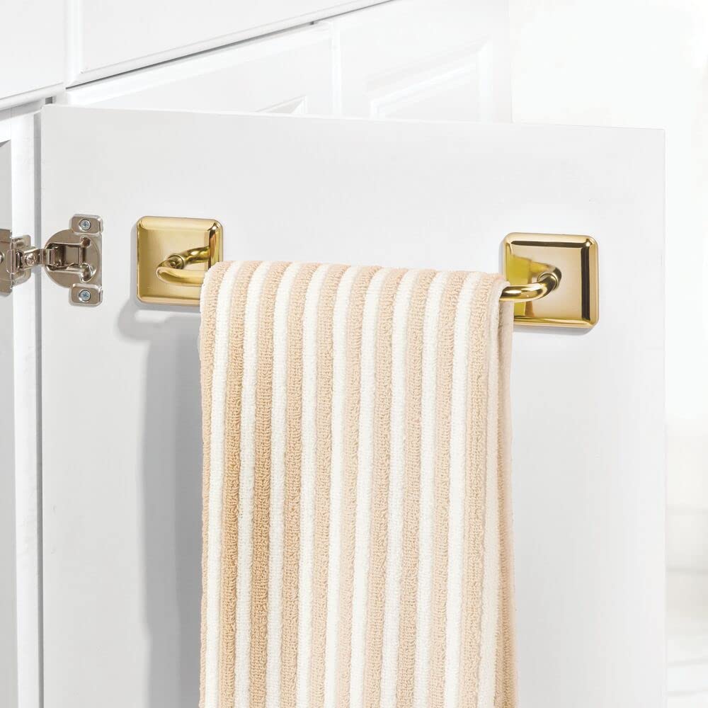 mDesign Stainless Adhesive Towel Holder - Space Saving 