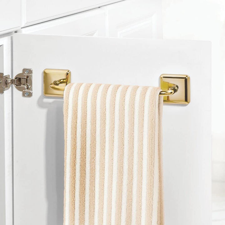 mDesign Stainless Adhesive Towel Holder - Space Saving 