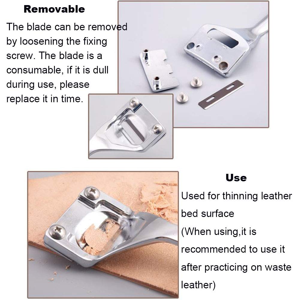 Skiving Knife, Metal Leather Skiver, Leather Craft Tools Skiver, Heavy Duty Hand Skiver for Leather, 6 Pieces Skiver Blades for Leather Craft DIY and Leather Making