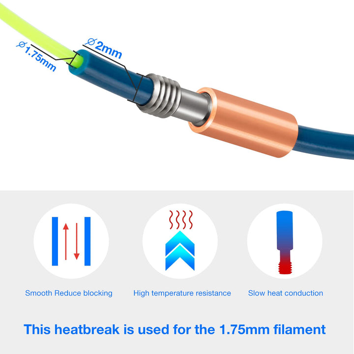 Ender 3 Heatbreak 4.1 Bore Titanium Alloy and Copper Throat Nozzle for Ender 3 V2,Ender 3 Pro,CR10 Series 3D Printer Hotend (Pack of 2Pcs)