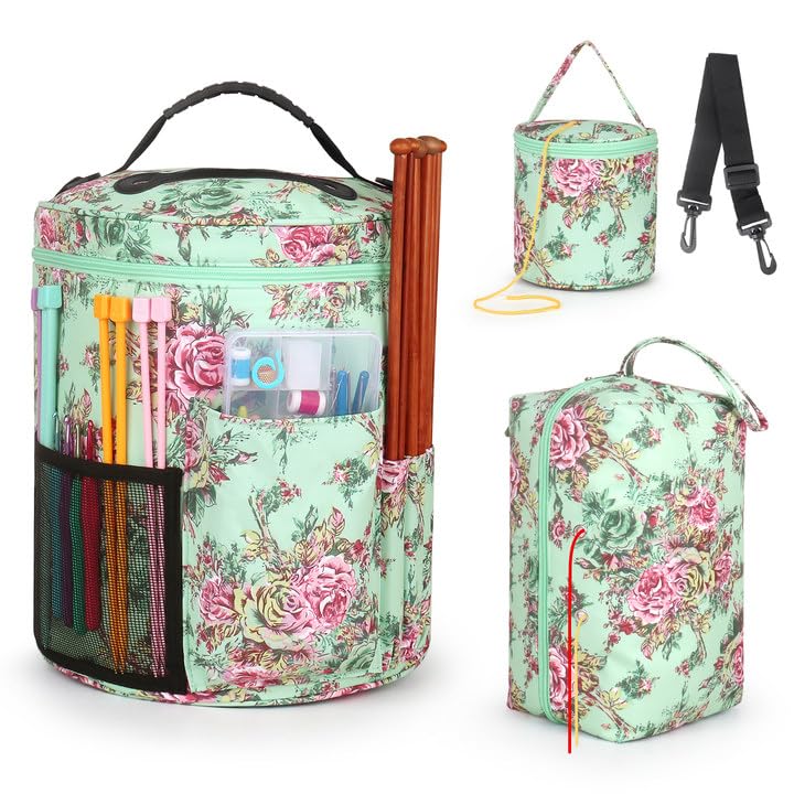 3 Packs Crochet Bag Organizer-Yarn Storage Bag with Adjustable Shoulder Strap-Travel Crochet Project Bags and Totes-Yarn Organizers and Storage-Knitting &amp; Crochet Supplies Christmas Gift