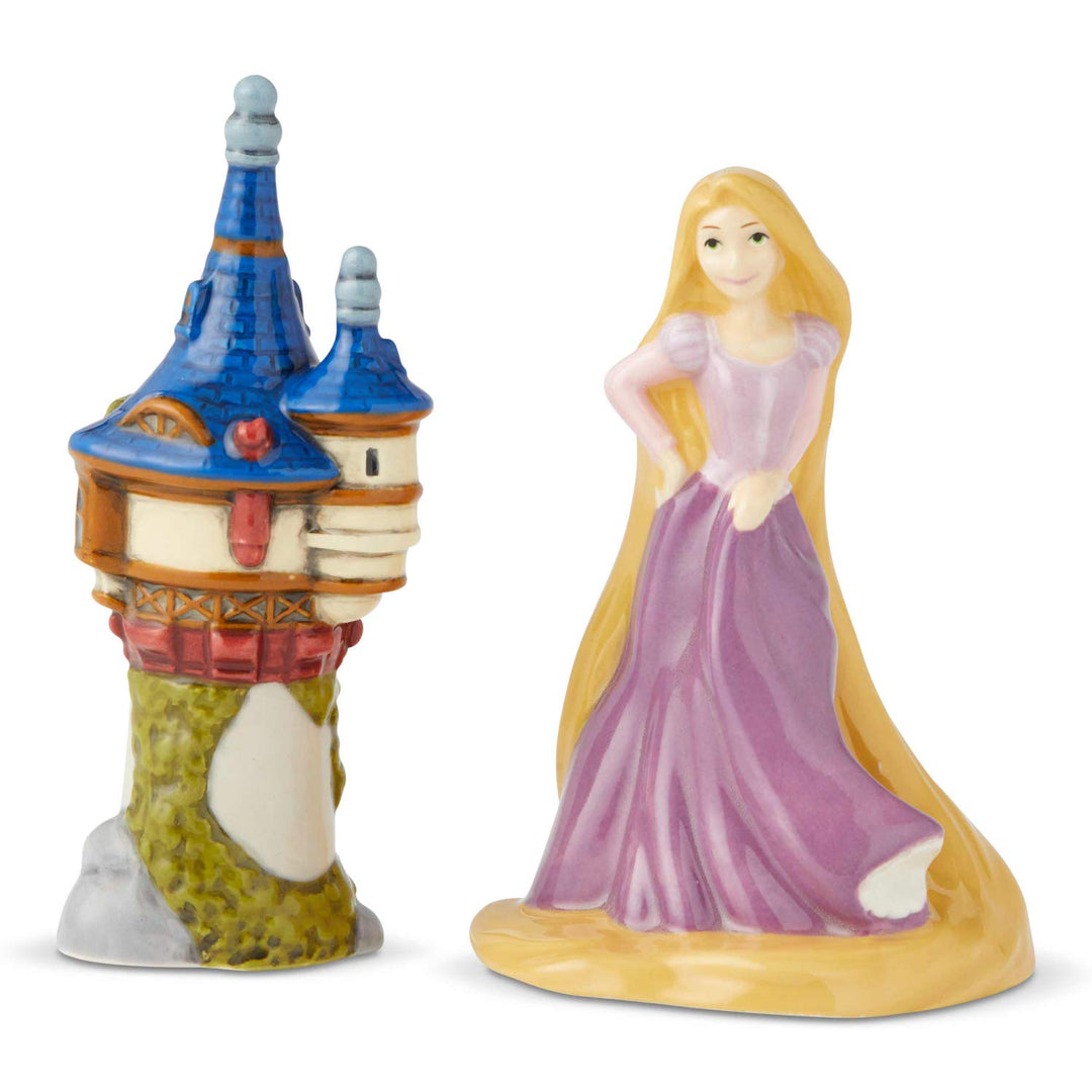 Disney Ceramics Tangled Rapunzel and Tower Salt and Pepper Shakers, 3.625 Inch, Multicolor