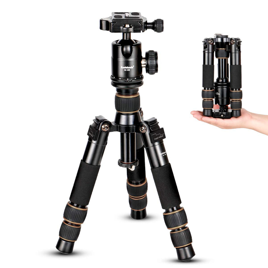 Koolehaoda Camera Tripod Mini Travel Tripod with 360° Ball Head, 21 Aluminum Compact Desktop Tripod for DSLR Camera Video Camcorder, Load up to 22lb/10kg