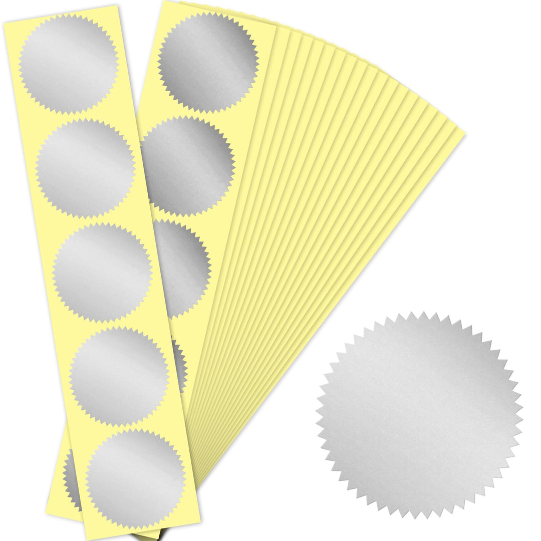 100pcs 1 3/4 Self-Adhesive Gold Embossed Foil Blank Certificate Sealing Stickers - Perfect for Invitations, Notary Seals, Corporate Seals, Personalized Monogram Emboss (Silver)