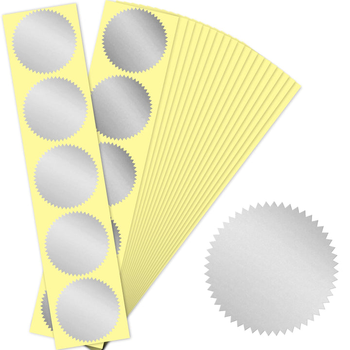 100pcs 1 3/4 Self-Adhesive Gold Embossed Foil Blank Certificate Sealing Stickers - Perfect for Invitations, Notary Seals, Corporate Seals, Personalized Monogram Emboss (Silver)