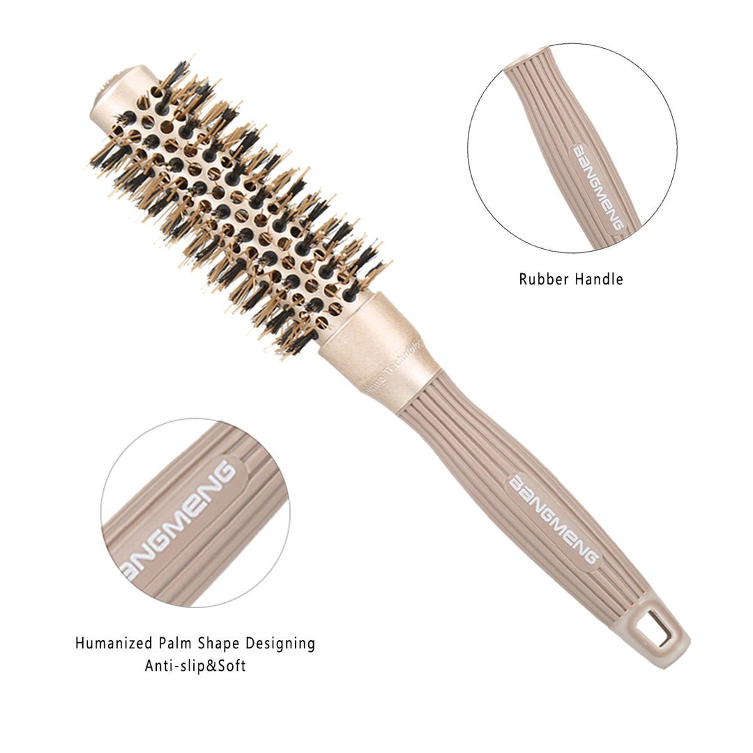 Round Barrel Anti-Static Hair Brush with Boar Bristles, Nano Thermal Ceramic Ionic Tech | For Extra Shine | Protect Hair, Enhance Texture, For Curling, Styling &amp; Drying (1 inch)