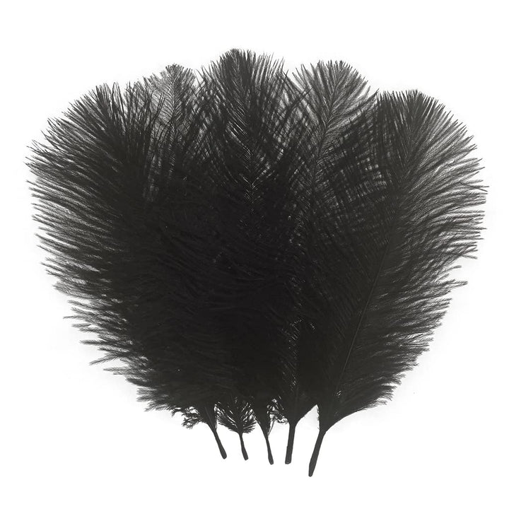 50pcs 8-10inches Ostrich Feathers Craft for Wedding Party centerpieces Home Decoration (Black)