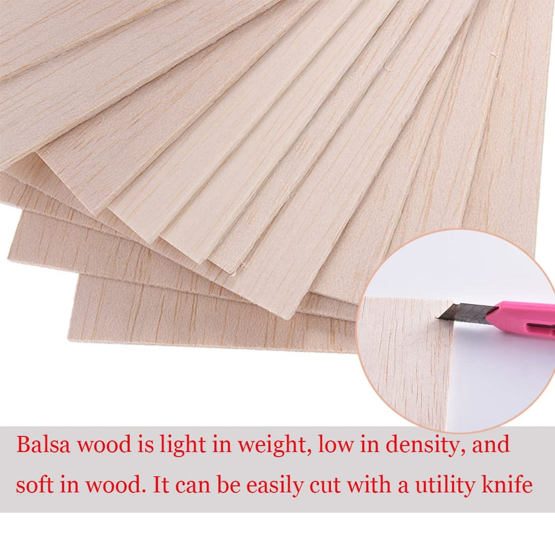 Balsa Wood Sheets,10 Pack Natural Unfinished Wood for House Aircraft Ship Boat DIY Wooden Plate Model, 200 * 100 * 2mm