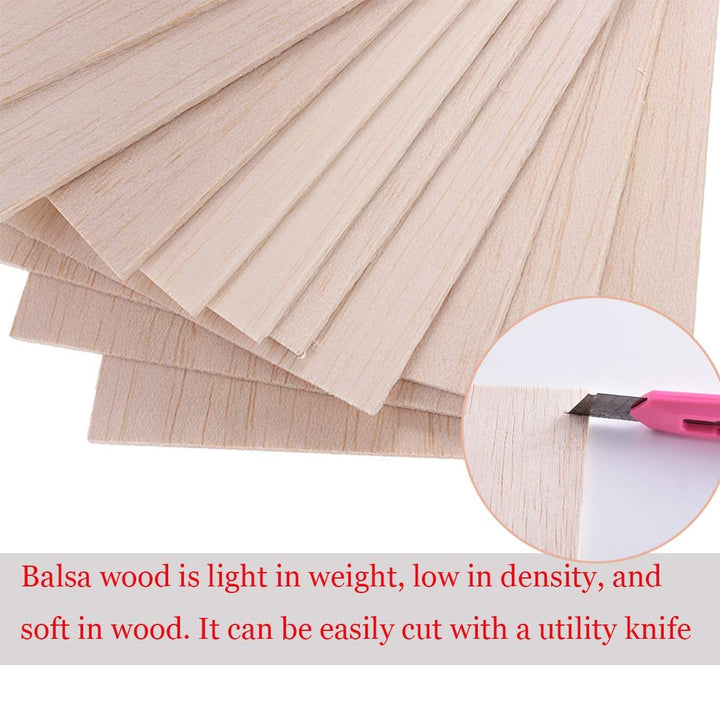 Balsa Wood Sheets,10 Pack Natural Unfinished Wood for House Aircraft Ship Boat DIY Wooden Plate Model, 200 * 100 * 2mm