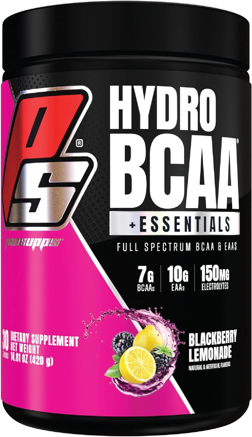 HydroBCAA Essential Amino Acids Powder, BlackBerry Lemonade - Workout Supplement with BCAA, EAAs & Electrolytes for Hydration & Recovery - Stimulant-Free, Soy & Gluten-Free - 30 Servings
