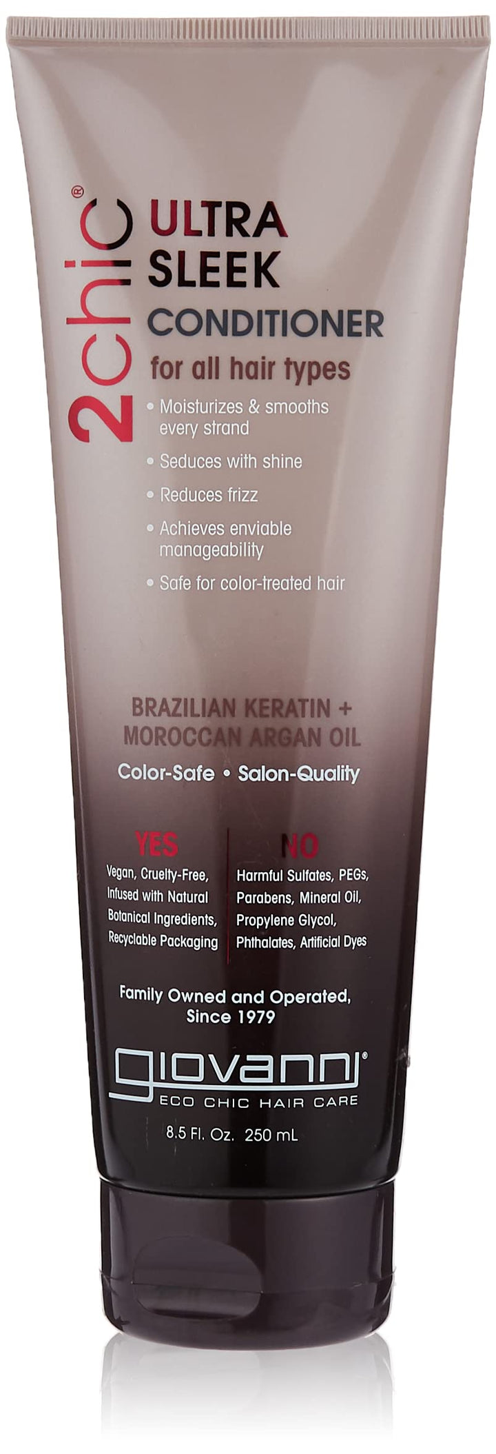 2chic Ultra-Sleek Conditioner - Brazilian Phyto-Keratin &amp; Moroccan Argan Oil, Anti-Frizz Formula, Coconut, Shea Butter, Pro-Vitamin B5, Color Safe, Paraben Free - 8.5 oz