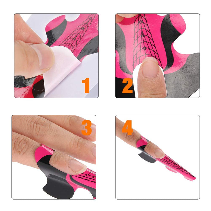 100pcs Nail Forms for Nail Extension UV Builder Gel Paper Tray Nail Art Accessories