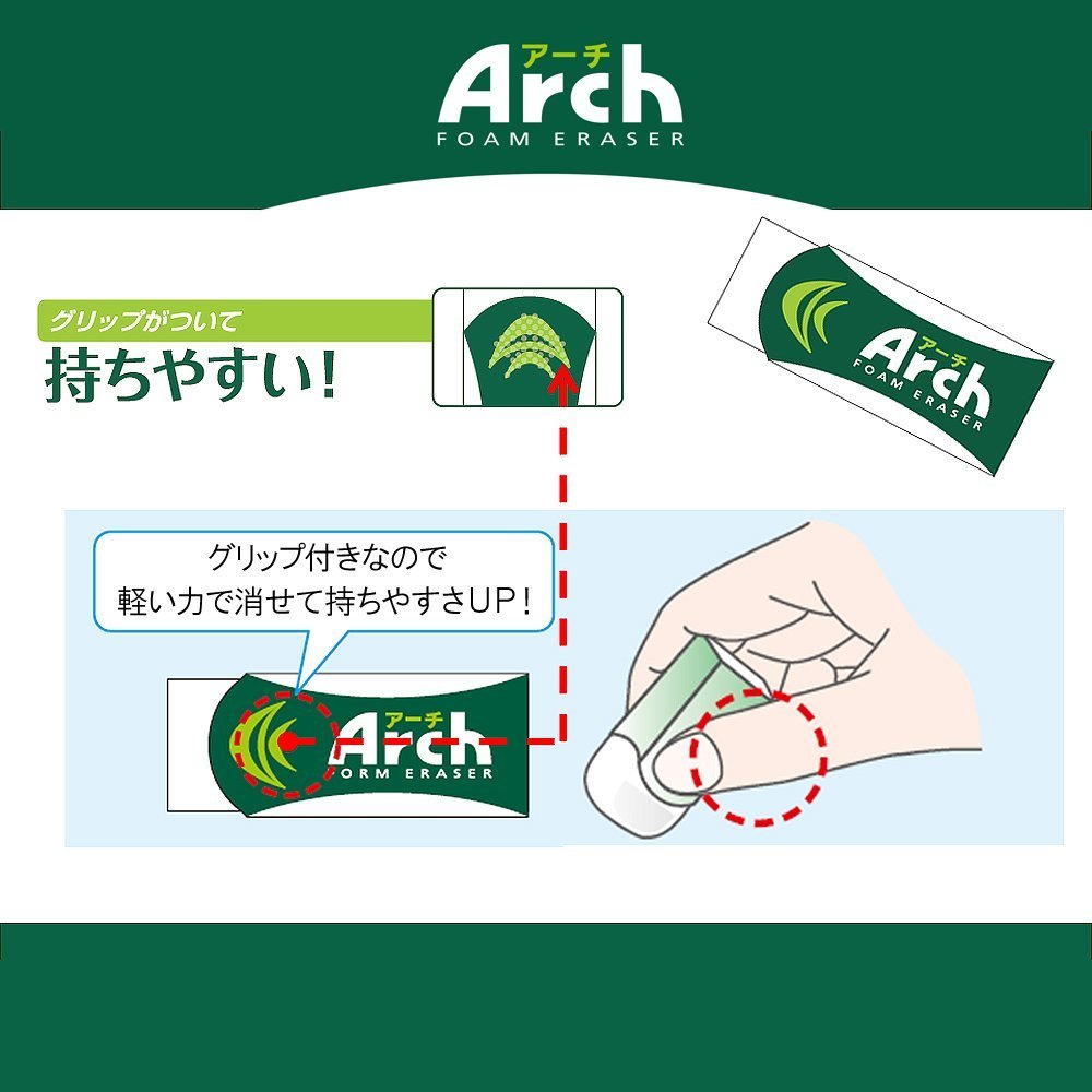 Sakura Arch Evolutional Foam Erasers, 5-Pack, White (Japan Imported)
