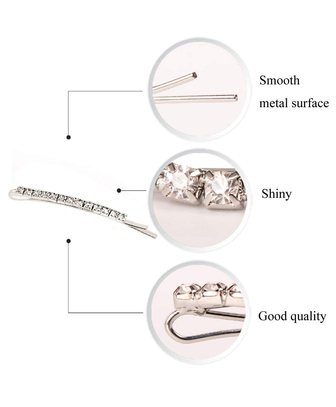 12 pieces Rhinestone Bobby Pin, Metal Hair Clips, 1 Row and 2 Row Clear Crystal Hair Barrette Pins for Women Lady Teen Girls