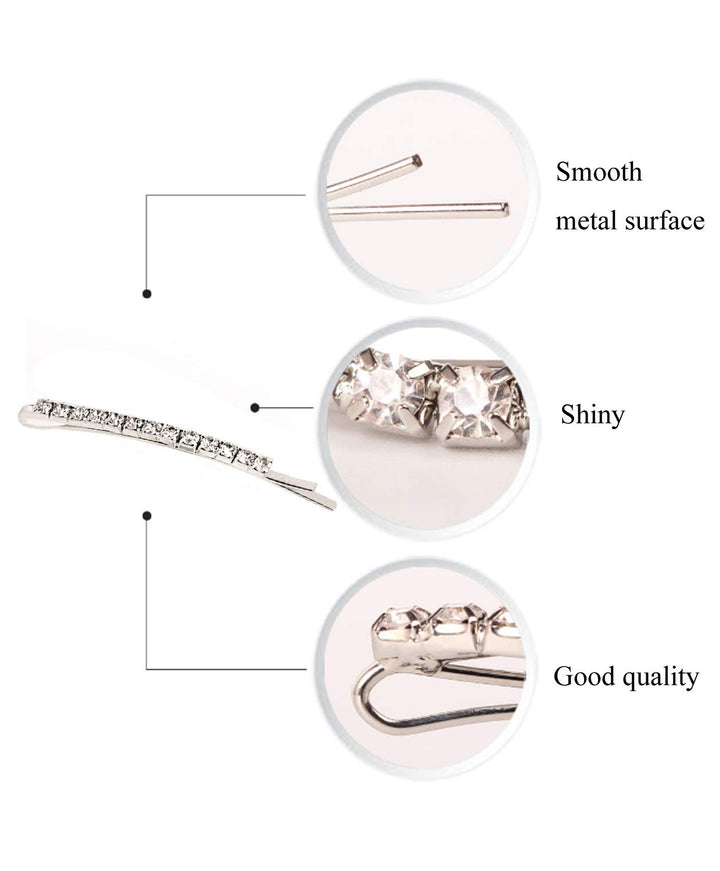 12 pieces Rhinestone Bobby Pin, Metal Hair Clips, 1 Row and 2 Row Clear Crystal Hair Barrette Pins for Women Lady Teen Girls