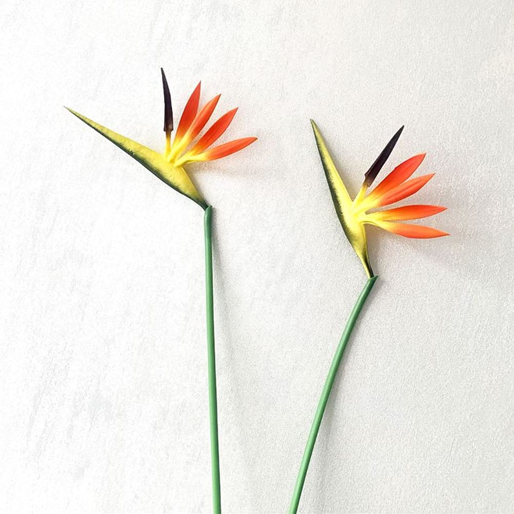8 Pack 21-1/2 Inch Artificial Flowers Bird of Paradise,Green Plant for Home Garden Decoration Office Verandah Wedding Decorations (Orange)