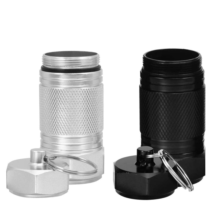 EXCEART 2pcs Mini Pill Fob Titanium Pill Holder with Keychain Waterproof Pill Case for Emergency Aspirin Nitroglycerin