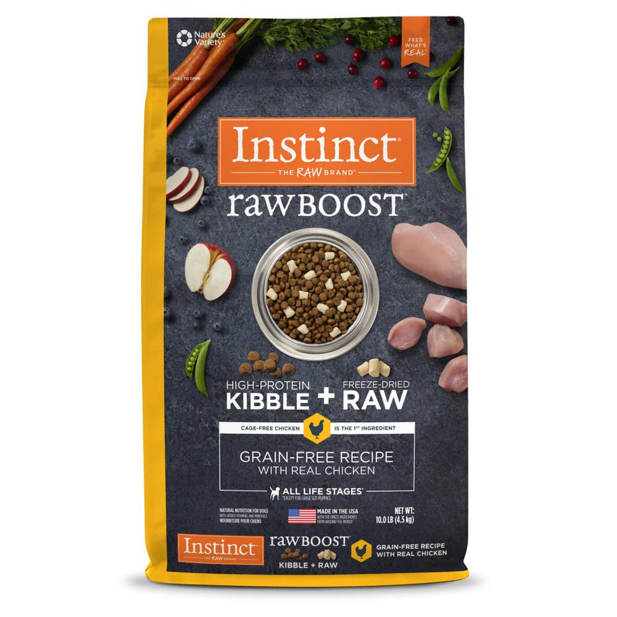 Raw Boost, Natural Dry Dog Food with Freeze Dried Pieces, High Protein, Grain Free Recipe - Real Chicken, 10 lb. Bag