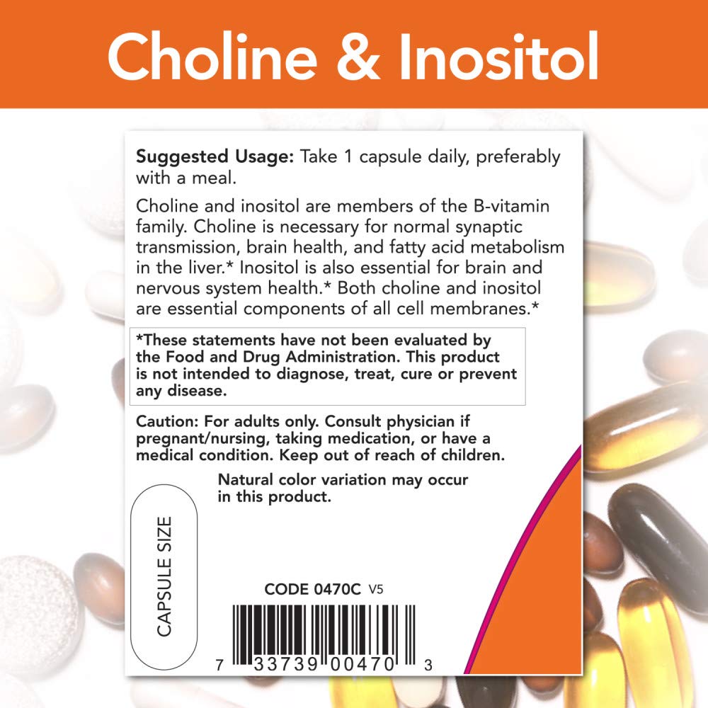 Now Foods Choline &amp; Inositol 500 Mg - 100 Caps