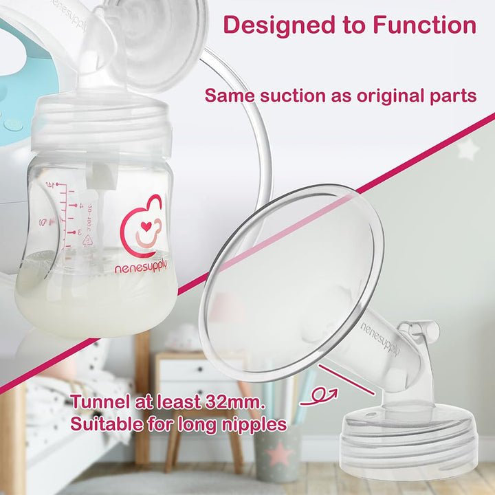 Nenesupply 17mm Flange Pump Parts Compatible w Spectra S2 S1 Breast Pumps Replacement Kit for Spectra Pump Parts S2 Parts S2 Accessories Inc Flange Duckbill Valve Backflow Protector Bottles