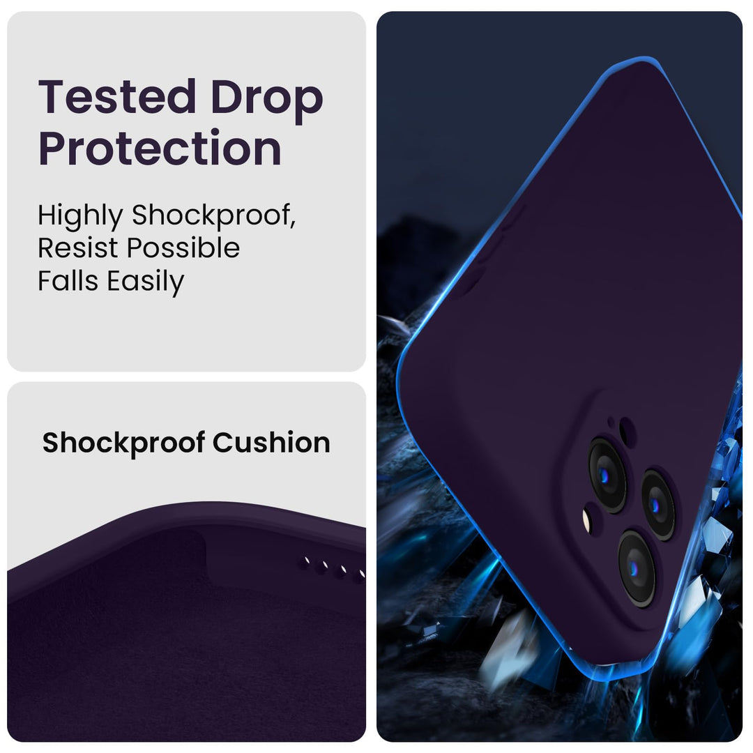 for iPhone 14 Pro Case, Silicone Upgraded [Camera Protection] Phone Case with [2 Screen Protectors], Soft Anti-Scratch Microfiber Lining Inside, 6.1 inch, Purple