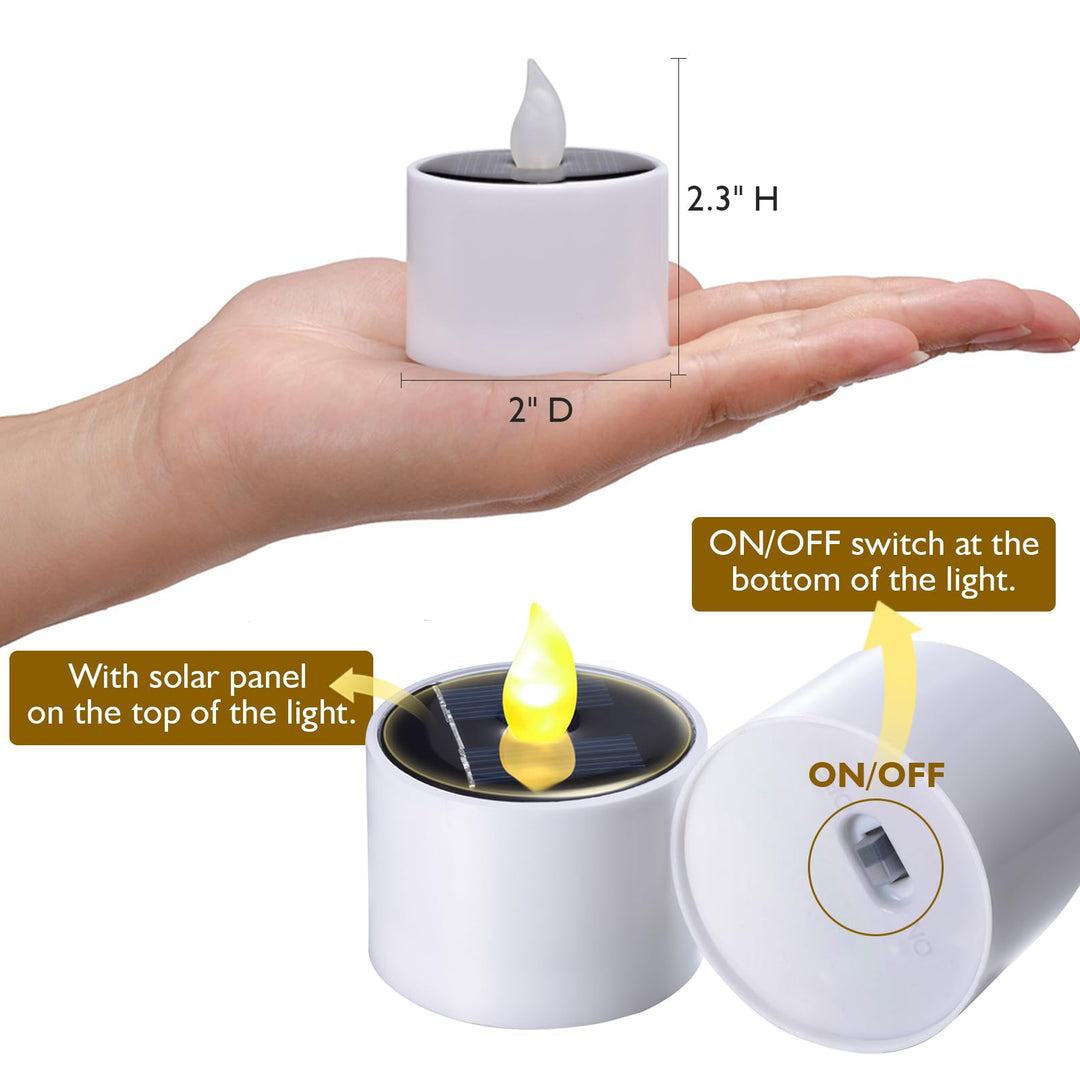 PChero Solar Candles Outdoor Waterproof, Pack of 6 LED 