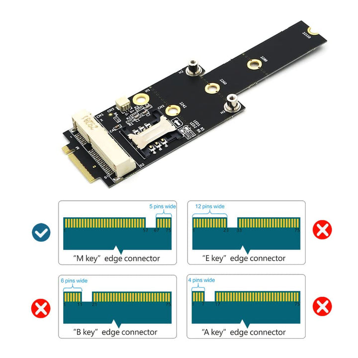 HLT Mini PCI-E to M.2(NGFF) Key M Adapter with SIM Card