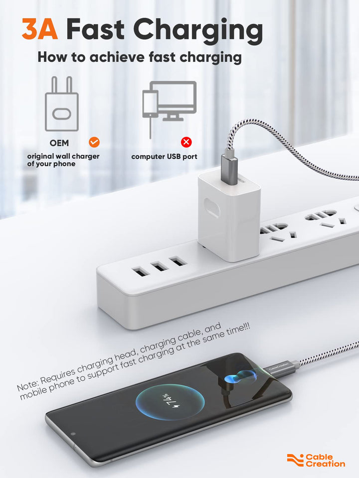 USB to USB C Cable 4FT [3-Pack], USB A to C Cable Braided USB to C Cable Fast Charging Cable 3A 480Mbps Data for MacBook Pro Air Pixel Galaxy S23 S22 S10,etc 1.2m Space Gray