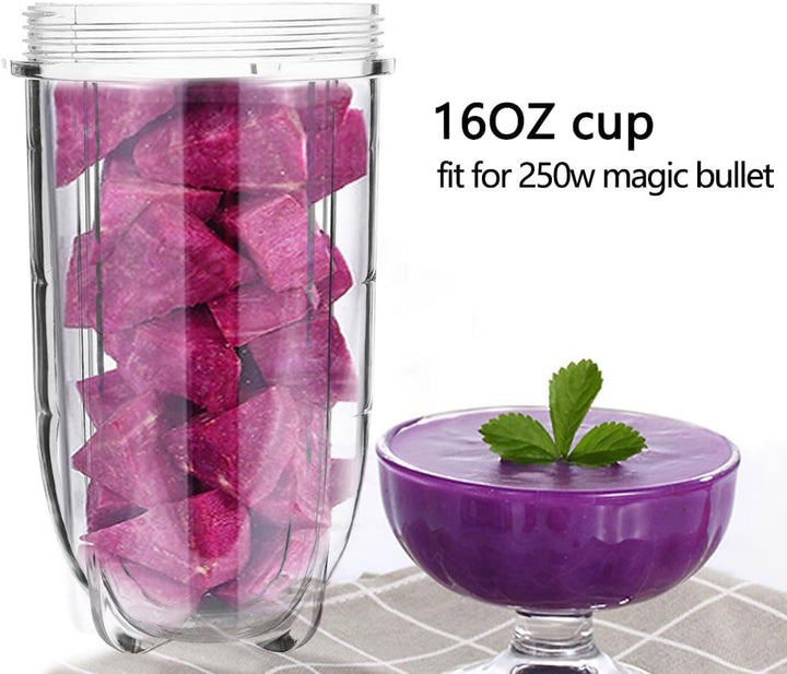 2 PCS Replacement Cups For Magic Bullet Replacement Parts 16OZ Blender Cups Jar compatible with 250W Magic Bullet MB1001 Series Juicer Mixer