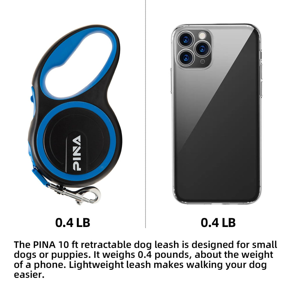 PINA Retractable Dog Leash, 26ft Dog Leash for Small Medium Large Dogs Up to 110lbs, 360° Tangle-Free Strong Reflective Nylon Tape, with Anti-Slip Handle, One-Handed Brake, Pause, Lock - Black Gray